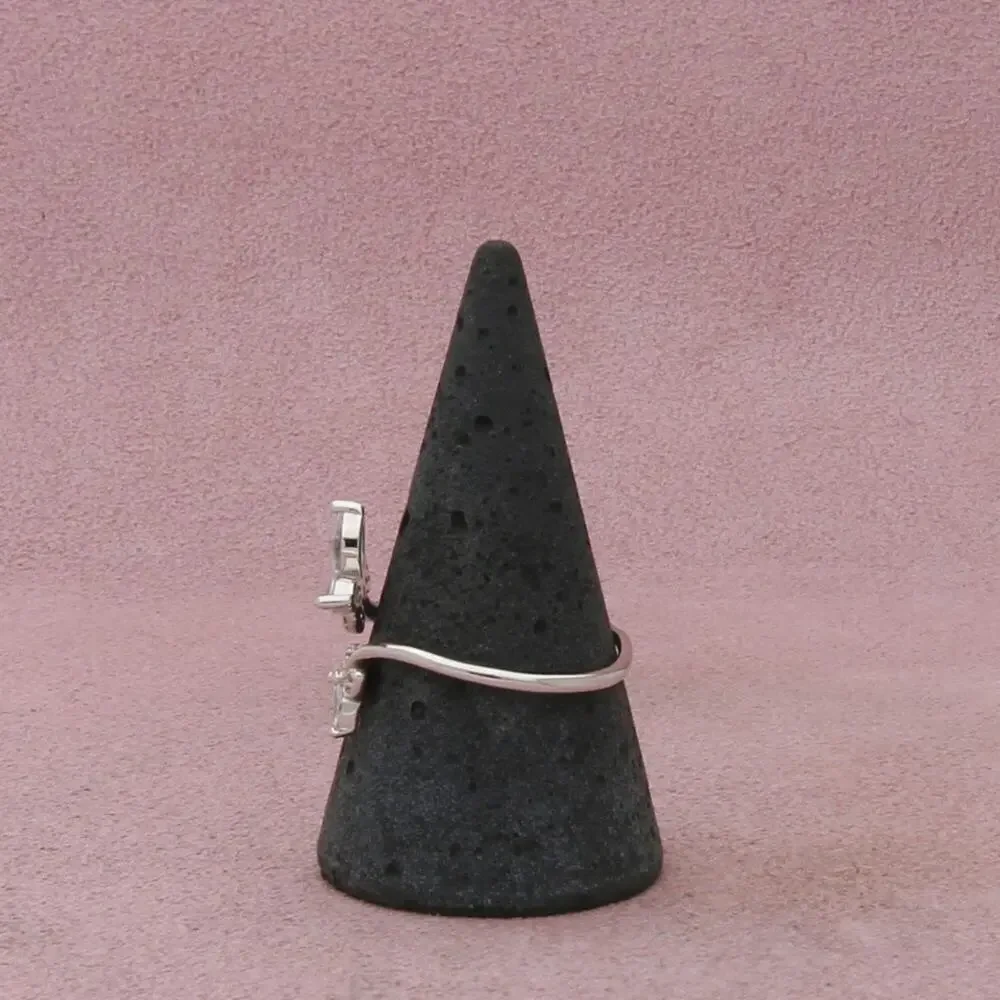 sterling silver dainty cz butterfly bypass ring size 10